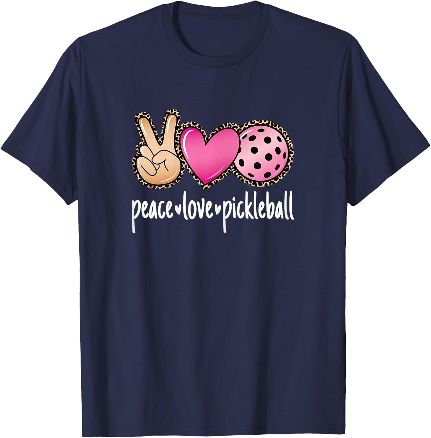 Peace Love Pickleball Cute Pickleball Lover Women Girls T-Shirt - T-Shirt | Navy