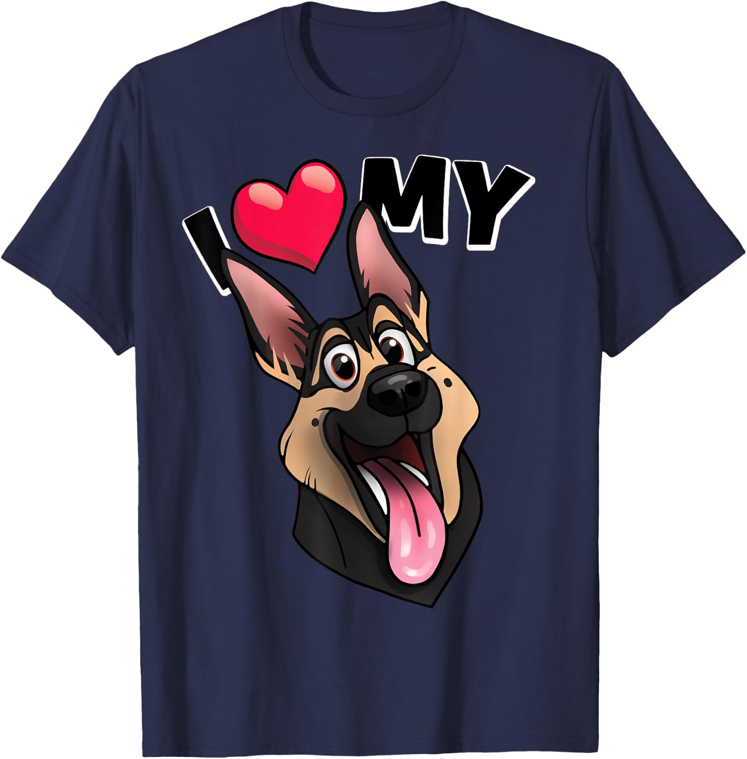 I Love My black and tan German Shepherd dog T-Shirt - T-Shirt | Navy