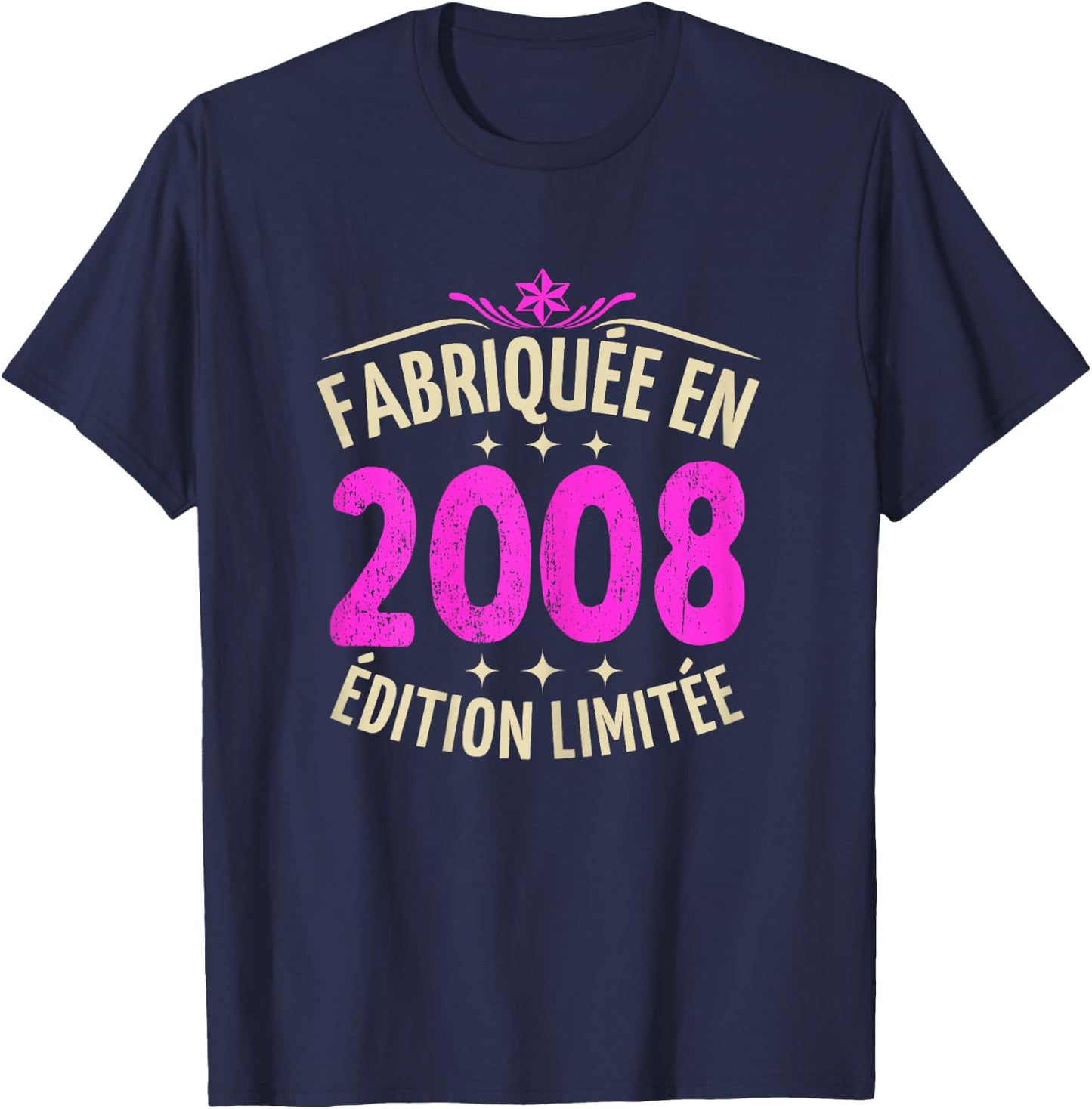 17 Years Woman 2008 Birthday 17 Years Girl Limited Edition , Black, Female X-Small T-Shirt - T-Shirt | Navy