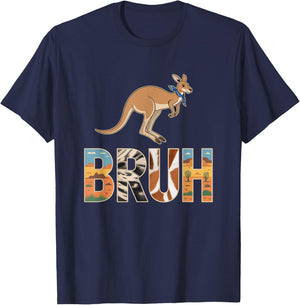 Outback Kangaroo Bruh Wildlife Design T-Shirt - T-Shirt | Navy