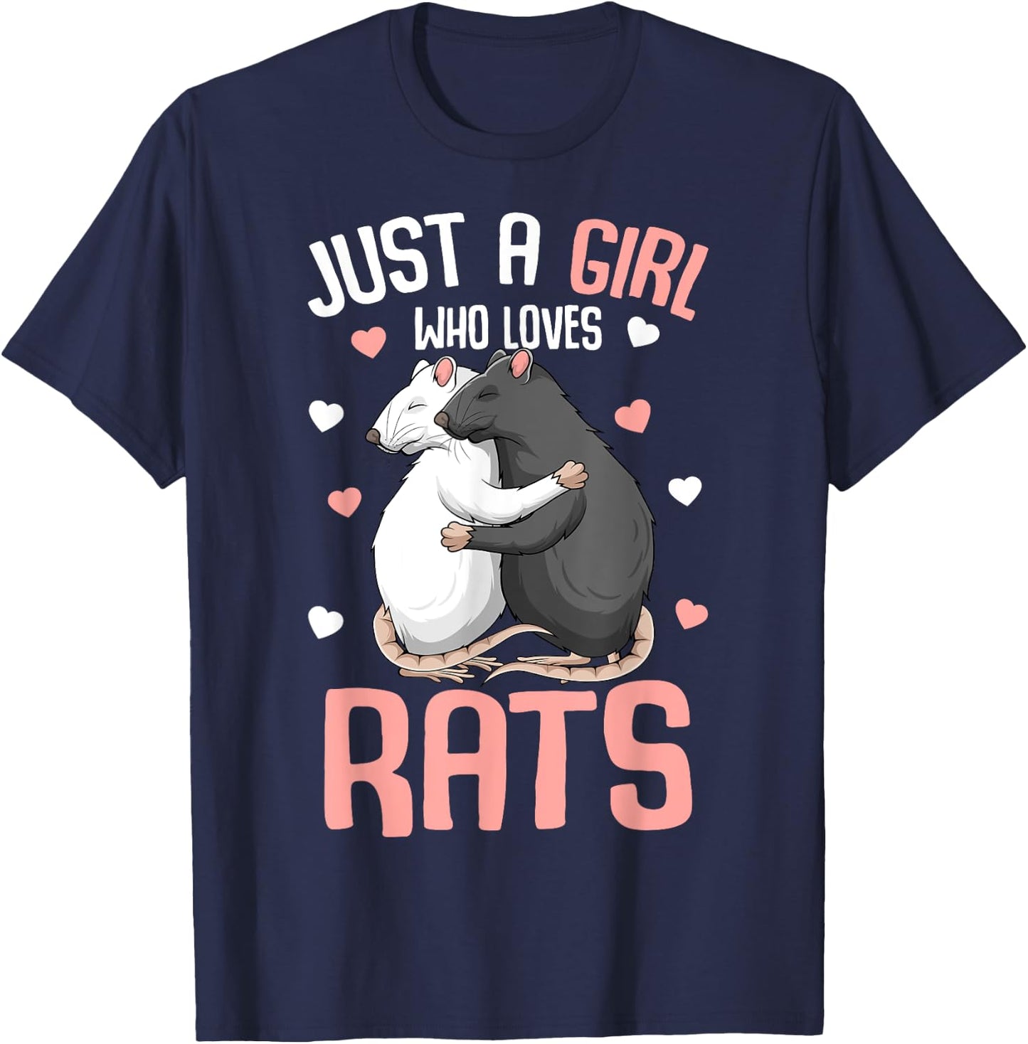 Just A Girl Who Loves Rats Kids Girls Women Rat Lover T-Shirt - T-Shirt | Navy