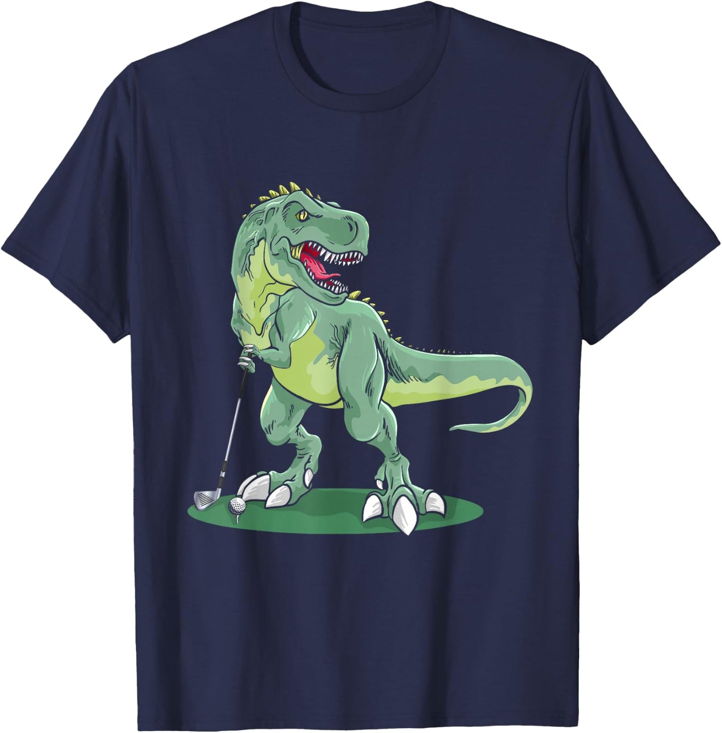 T-Rex Golf Playing, Dinosaur Trex Golfer Golf Playing T-Shirt - T-Shirt | Navy