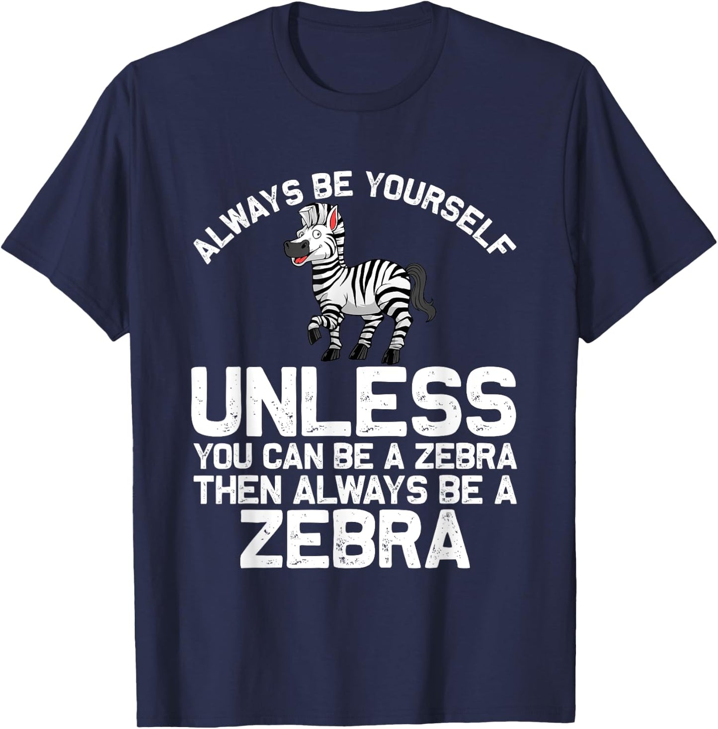 Funny Zebra Themed Women African Wildlife Safari T-Shirt - T-Shirt | Navy