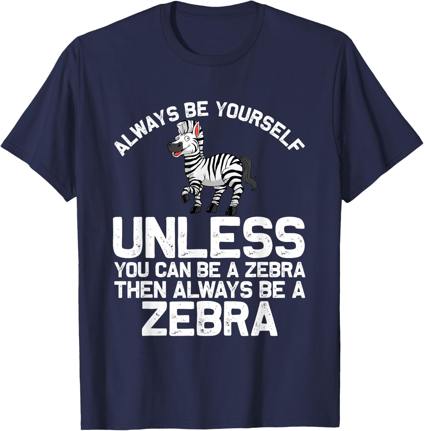 Funny Zebra Themed Women African Wildlife Safari T-Shirt - T-Shirt | Navy