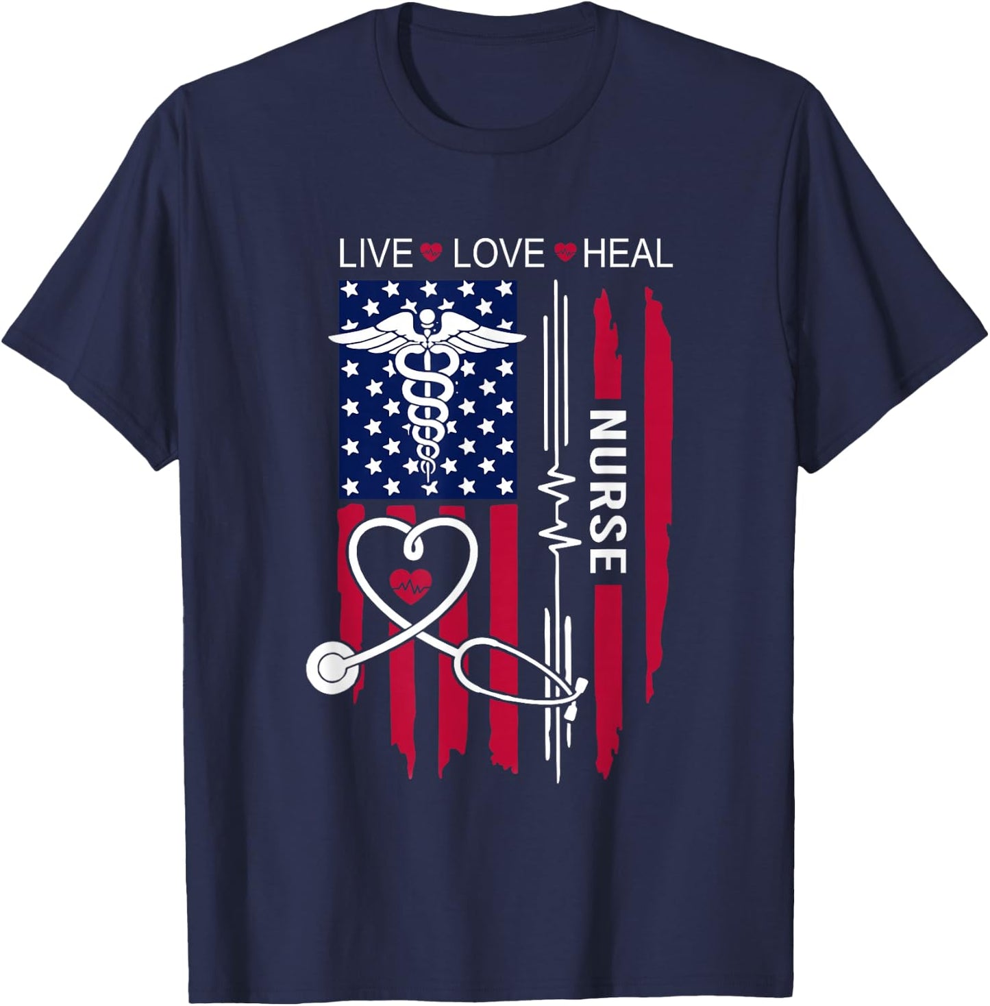 American Flag Nurse Day Gifts, Week Gift Nurse, Nurse's Day T-Shirt - T-Shirt | Navy