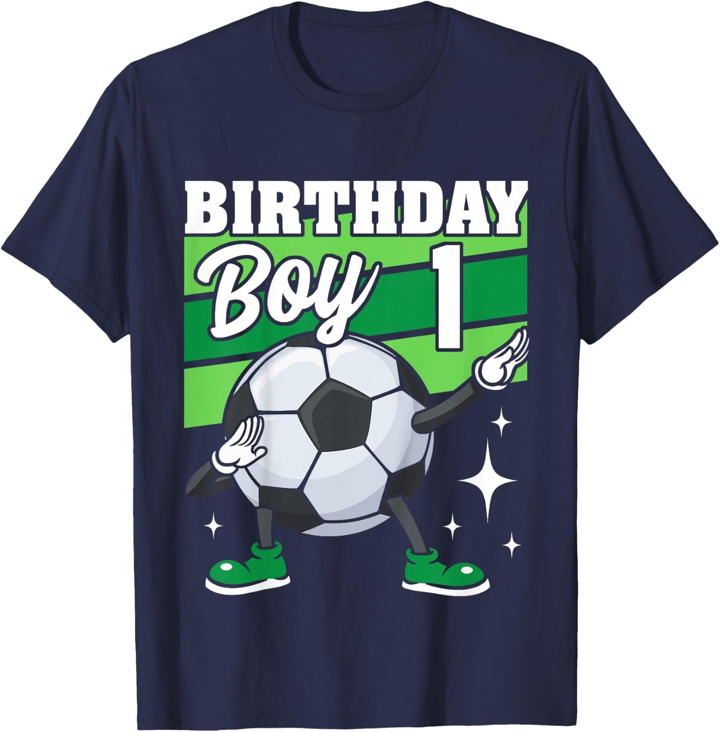 Kids Soccer Birthday Party 1 Year Old Boy 1st Birthday T-Shirt - T-Shirt | Navy