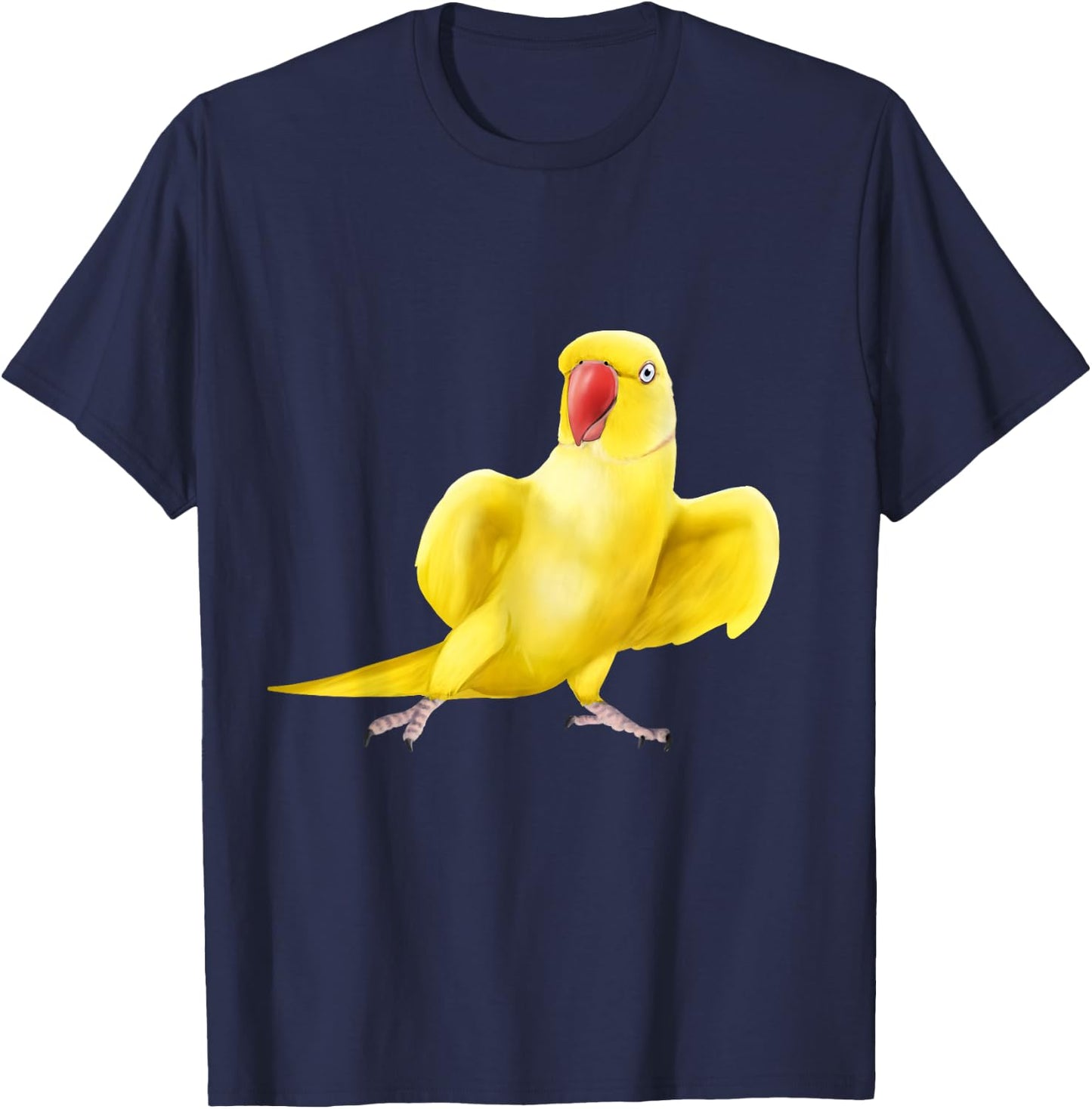 Yellow Indian Ringneck Parrot bird T-Shirt - T-Shirt | Navy