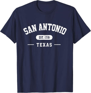 San Antonio Texas Est 1718 Vintage Retro Athletic Style T-Shirt - T-Shirt | Navy