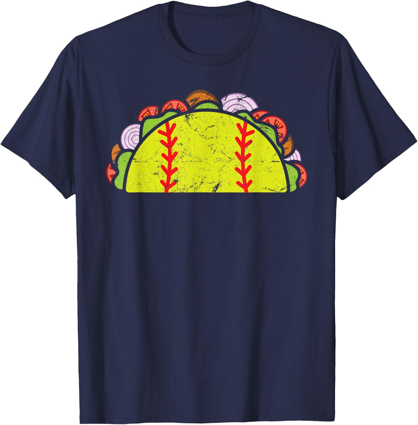 Taco Softball Funny Cinco De Mayo Softball Player Taco Lover T-Shirt - T-Shirt | Navy