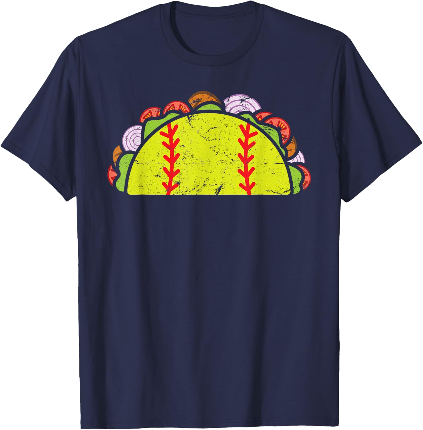 Taco Softball Funny Cinco De Mayo Softball Player Taco Lover T-Shirt - T-Shirt | Navy