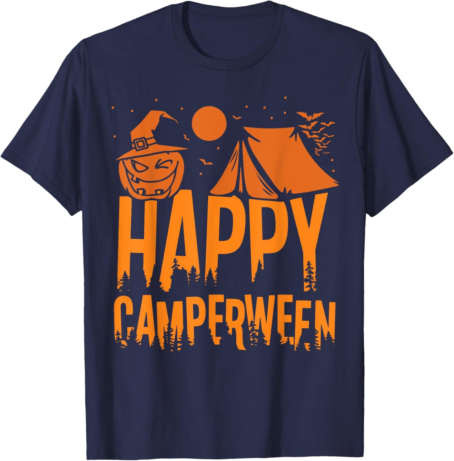 Happy Camperween - Camper Camping Halloween T-Shirt - T-Shirt | Navy