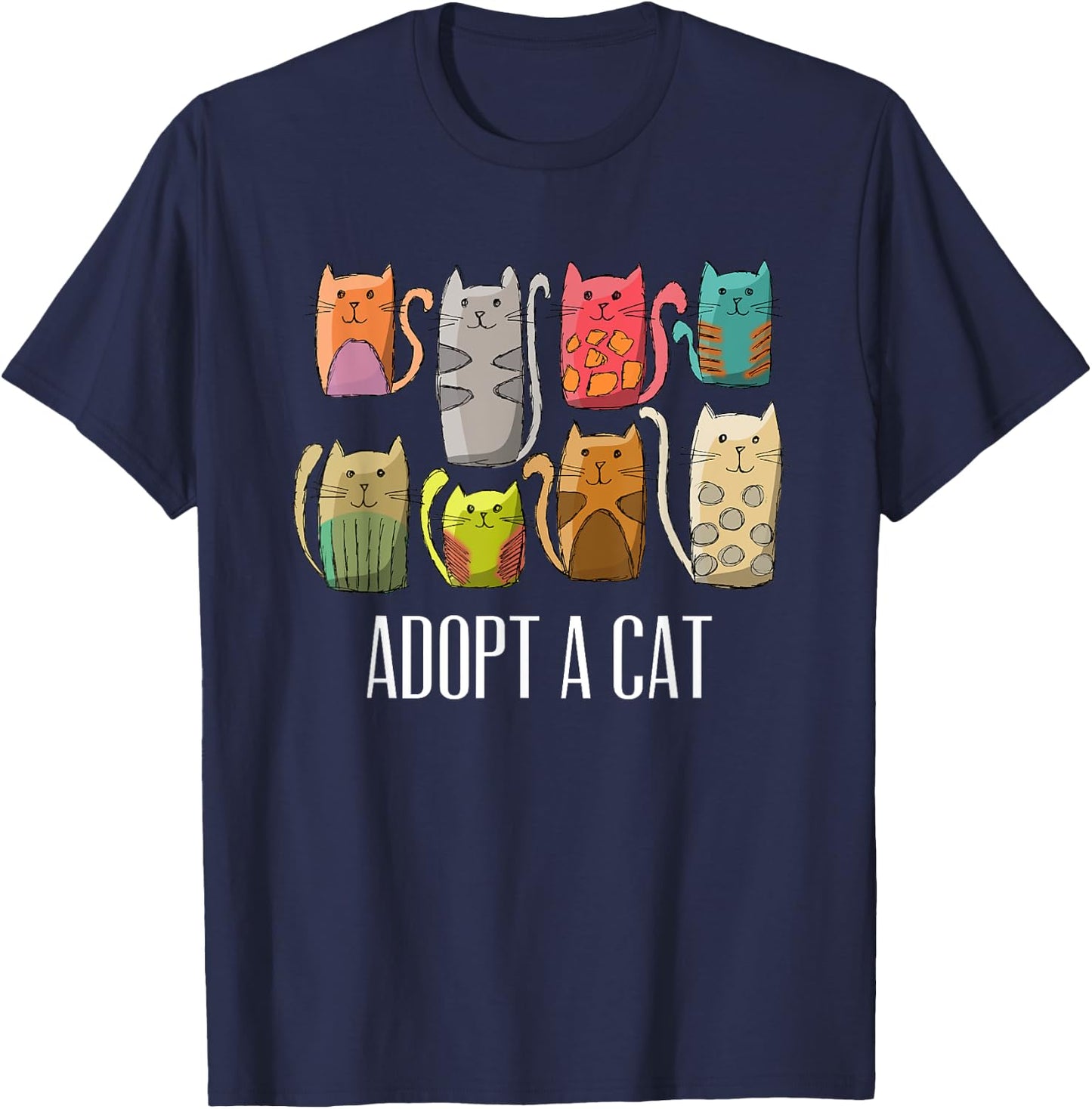 Adopt a Cat Shirt Cat Rescue Cat Adoption T-Shirt - T-Shirt | Navy