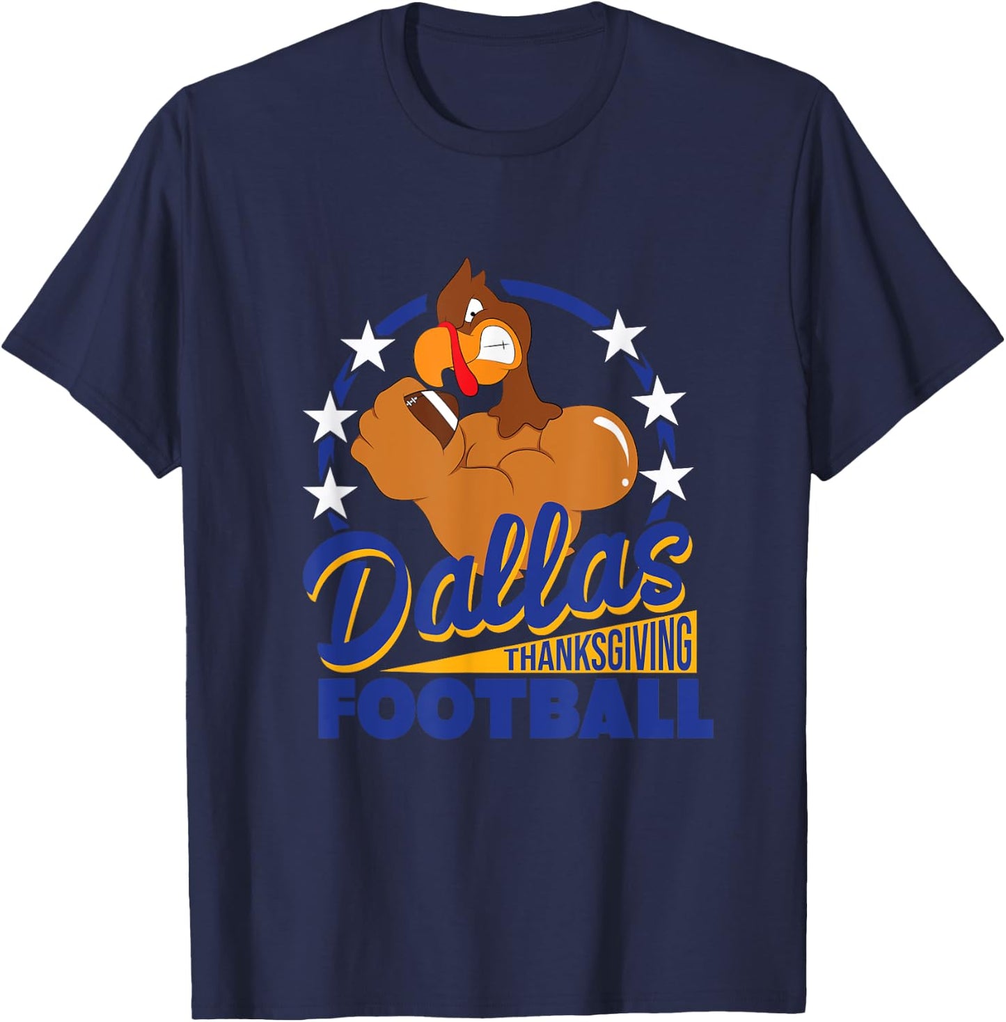 Funny Dallas Thanksgiving Football Thanksgiving Turkey T-Shirt - T-Shirt | Navy