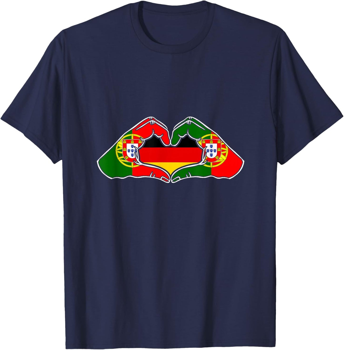 Portugal und Deutschland. Herz Hand Freundschaft! T-Shirt - T-Shirt | Navy