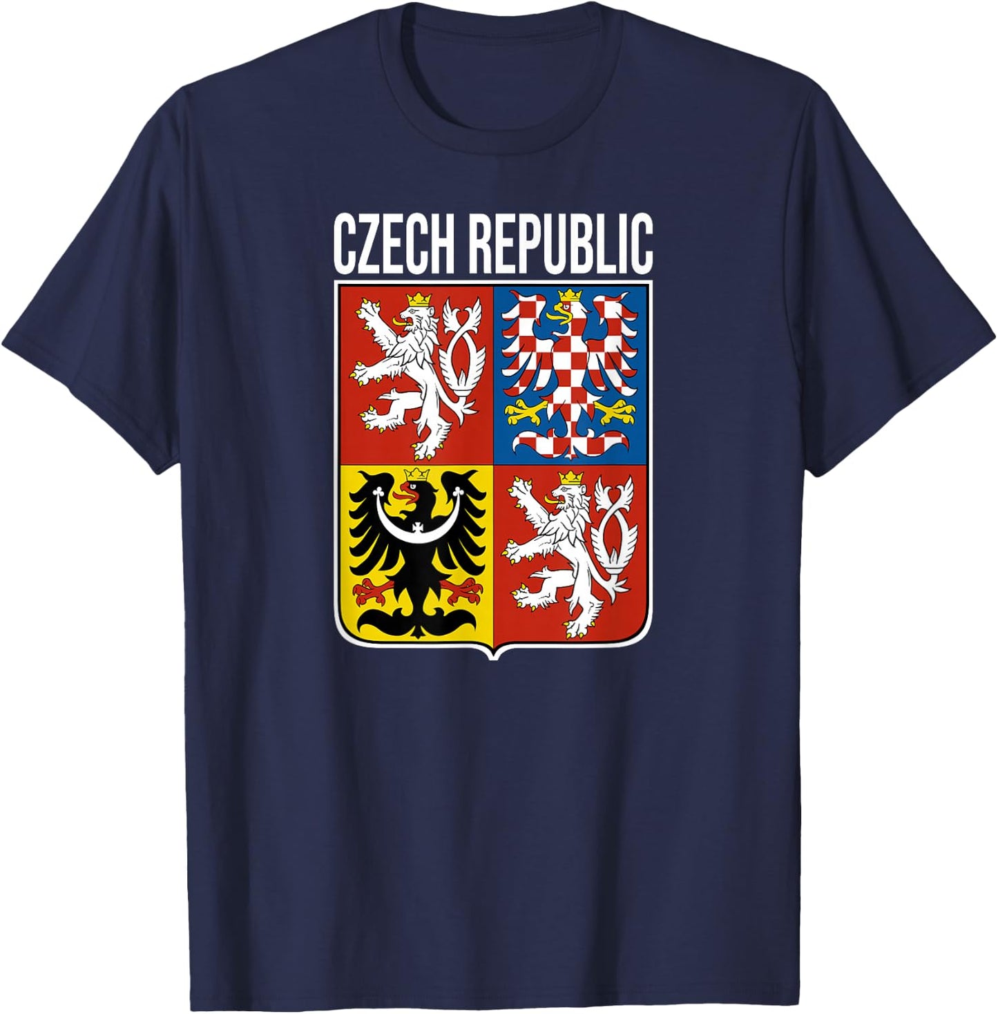 Flag Symbol of the Czech Republic , Black, S T-Shirt - T-Shirt | Navy