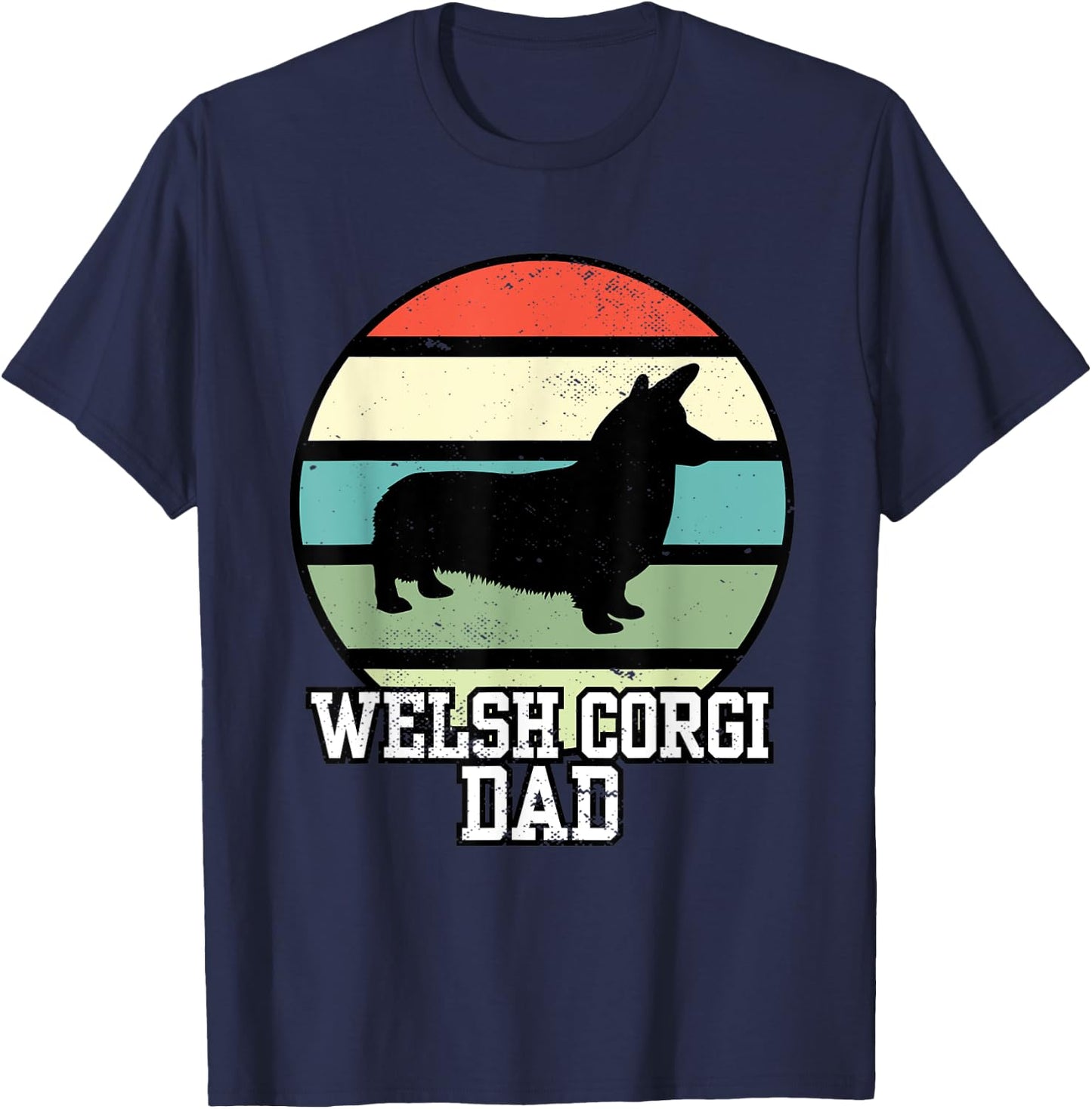Welsh Corgi Dad I Retro Corgi Dad T-Shirt - T-Shirt | Navy