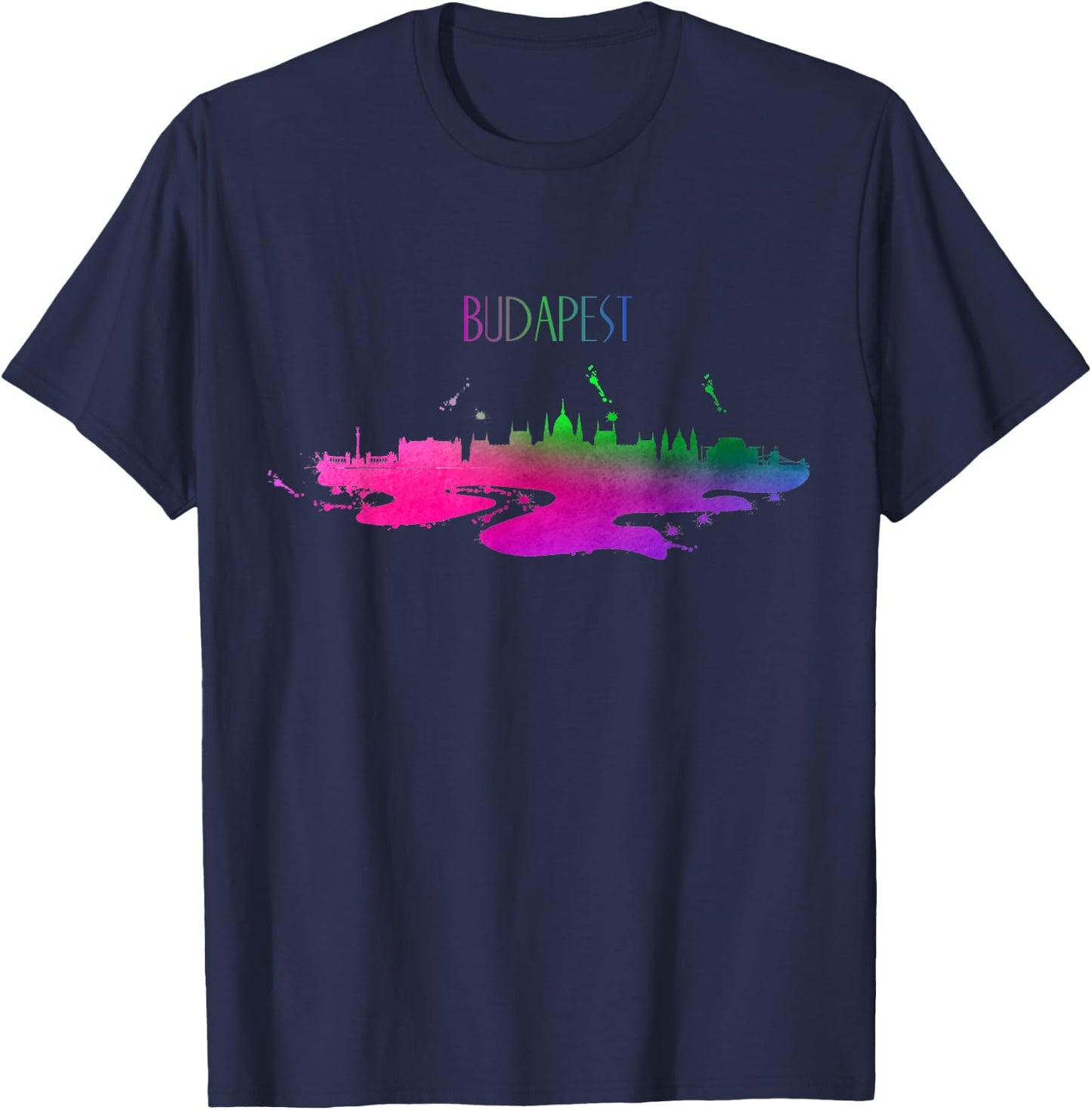 Budapest Skyline Watercolor Souvenir Hungary T-Shirt - T-Shirt | Navy