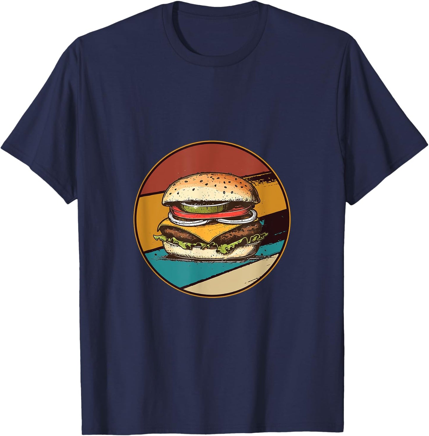 Retro Hamburger T-Shirt - T-Shirt | Navy
