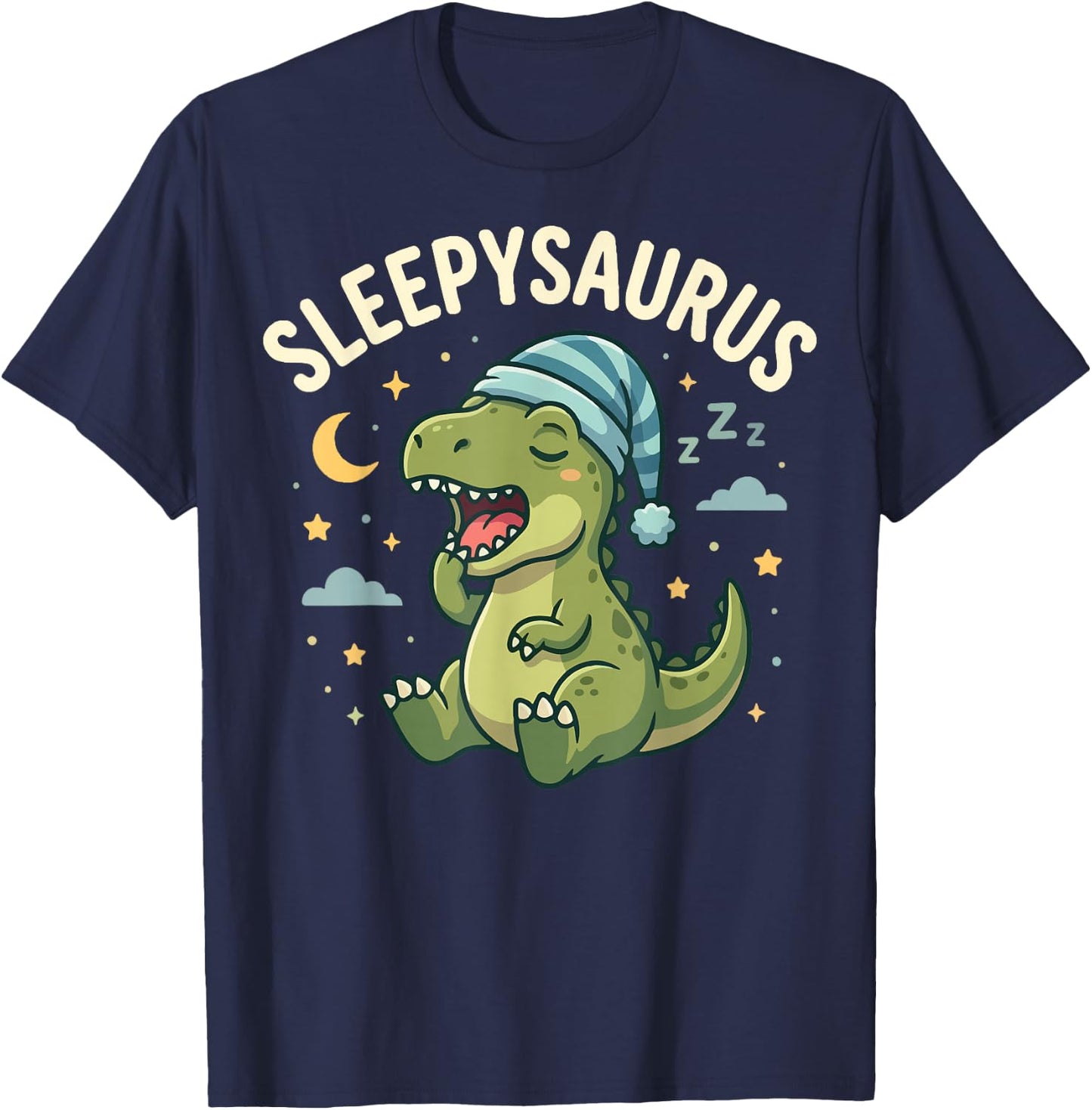 Sleepysaurus Sleeping Dinosaur Night Cute Dino T-Shirt - T-Shirt | Navy