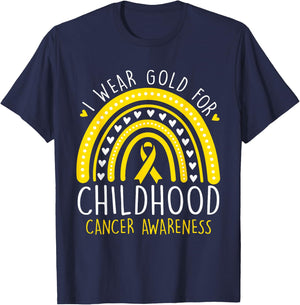 I Wear Gold For Childhood Cancer Awareness Women Girls T-Shirt - T-Shirt | Navy