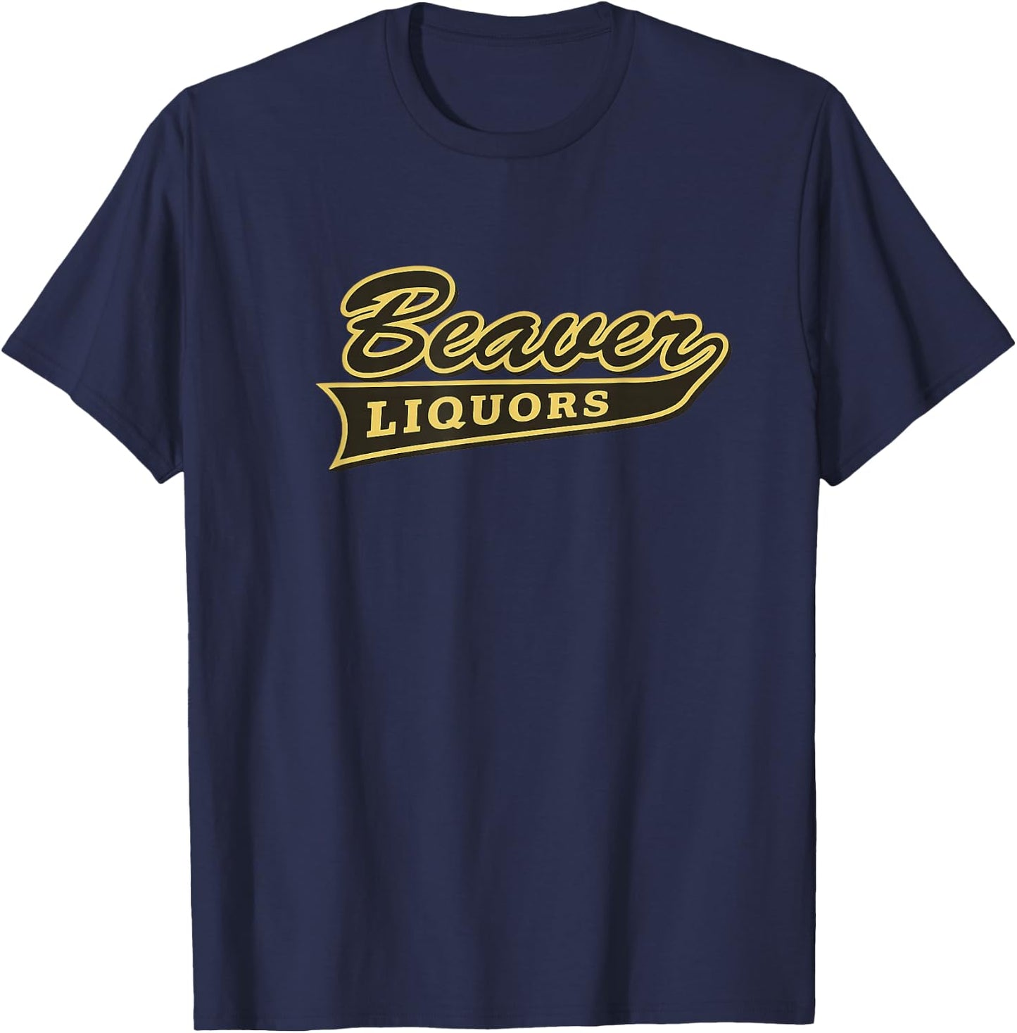 Funny Beaver Liquor Alcohol Drinking Logo T-Shirt - T-Shirt | Navy