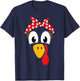 Female turkey with headband for thanksgiving girls women T-Shirt - T-Shirt | Navy