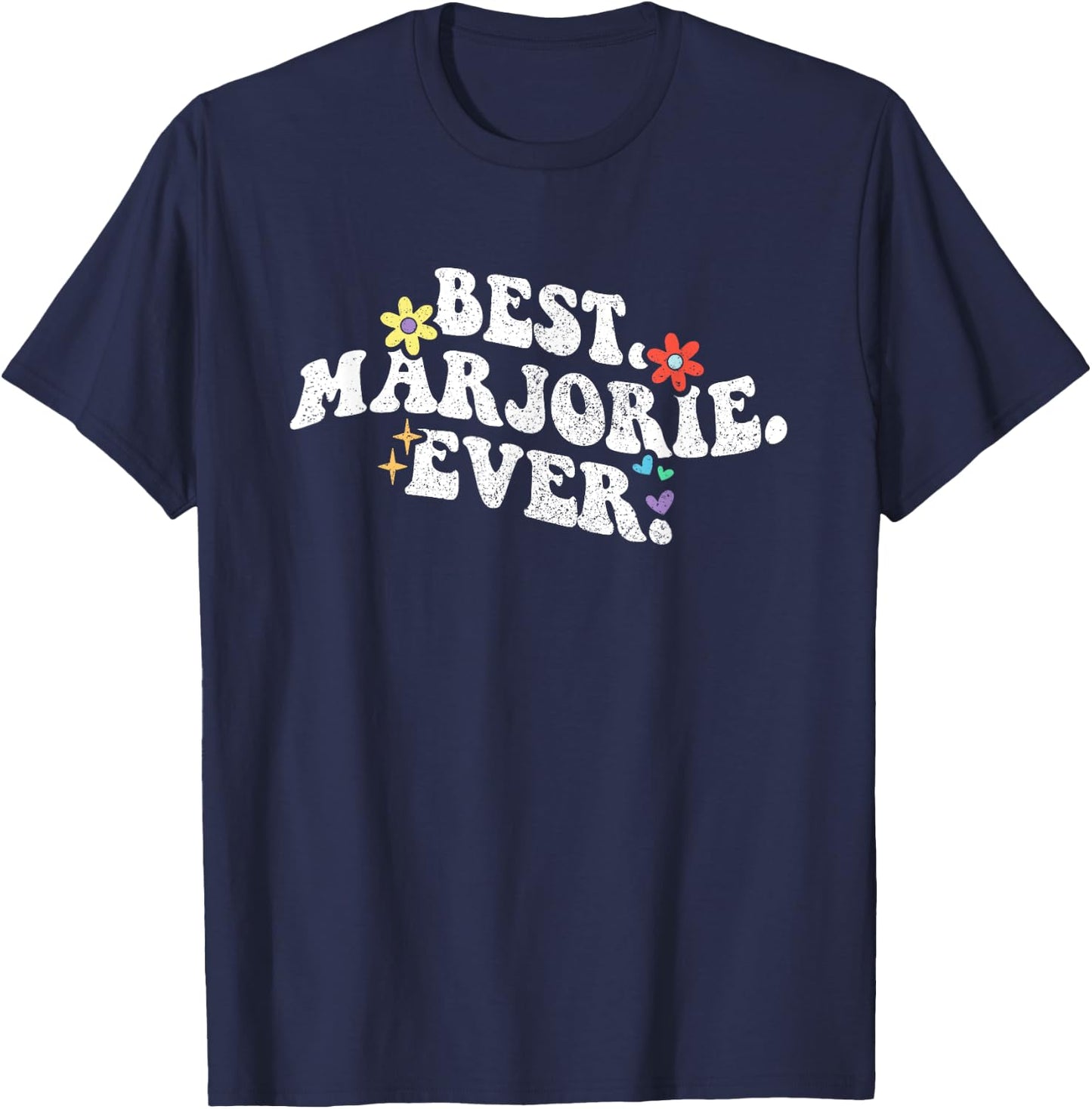 Retro Groovy Best Marjorie Ever Name Mother's Day Daughter T-Shirt - T-Shirt | Navy