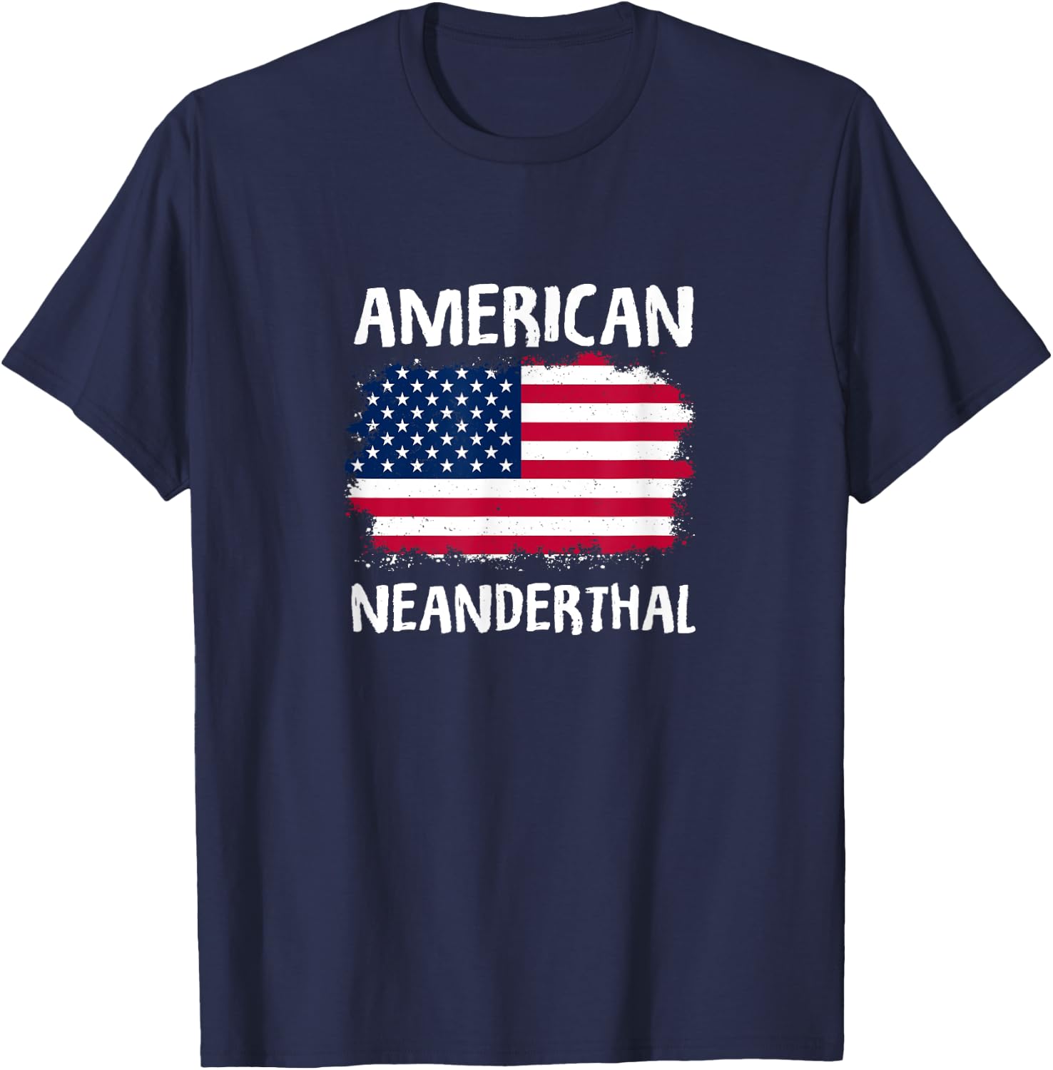 4th Of July US Flag Caveman American Neanderthal T-Shirt - T-Shirt | Navy