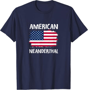 4th Of July US Flag Caveman American Neanderthal T-Shirt - T-Shirt | Navy