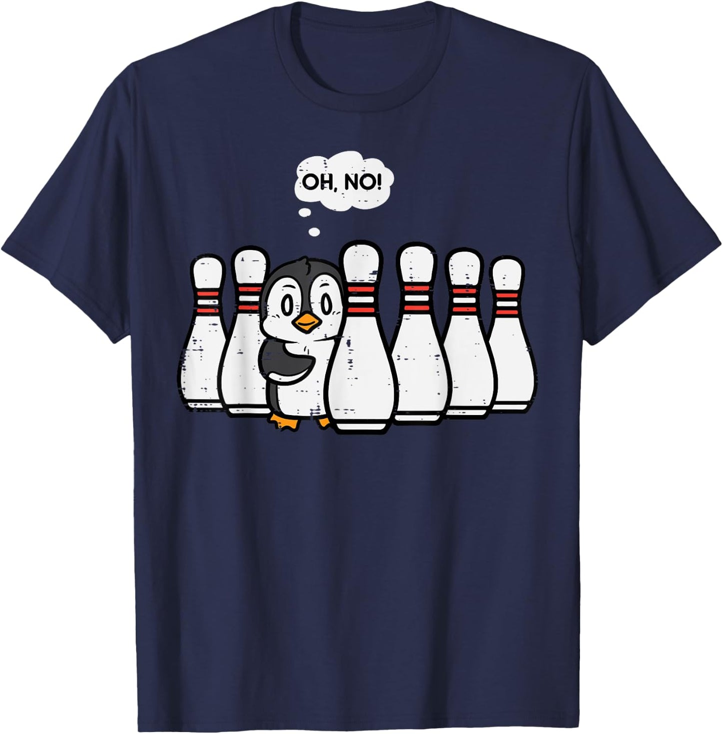 Penguin Bowling Pins Oh No Funny Bowler Player Men Women Kid T-Shirt - T-Shirt | Navy