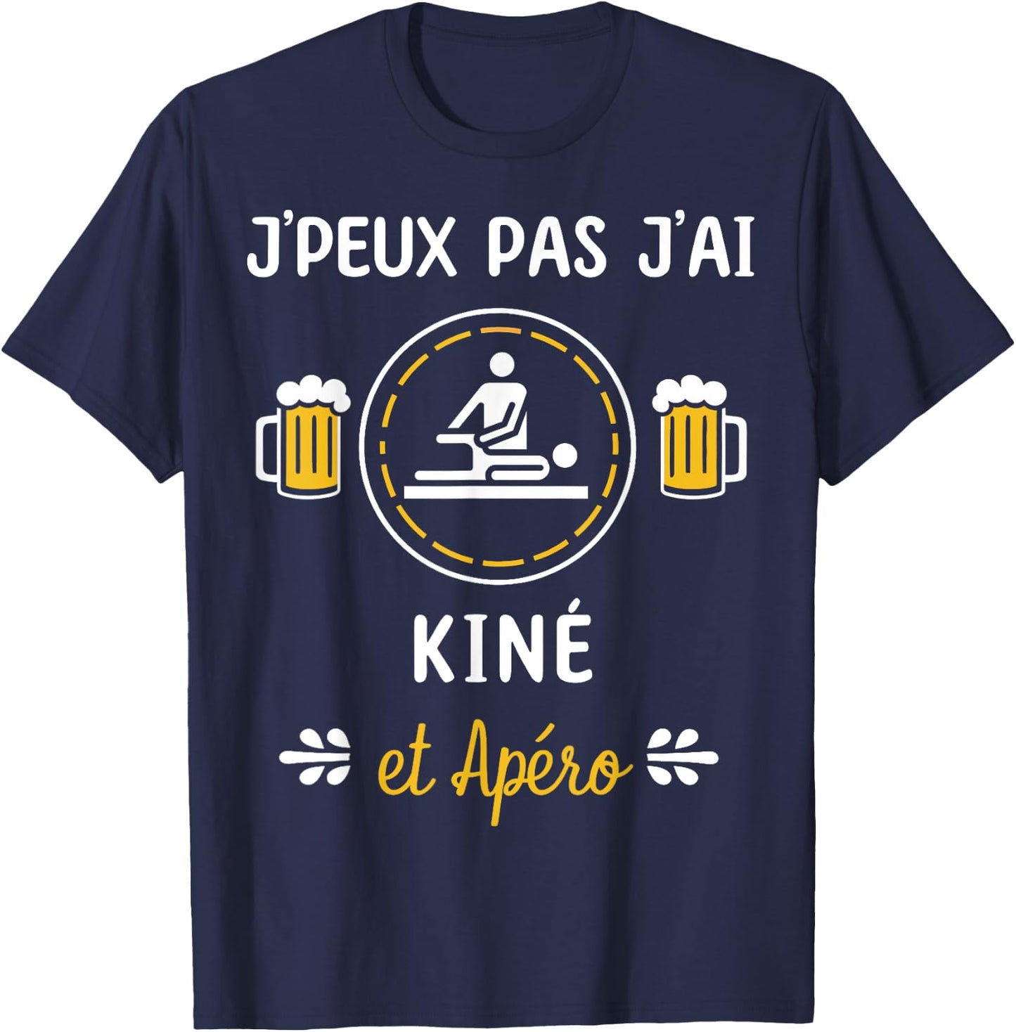 Je peux pas j'ai Kiné , Black, S T-Shirt - T-Shirt | Navy