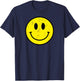 Retro 70s 80s Happy Face Yellow Smile Face Funny Vintage , black T-Shirt - T-Shirt | Navy