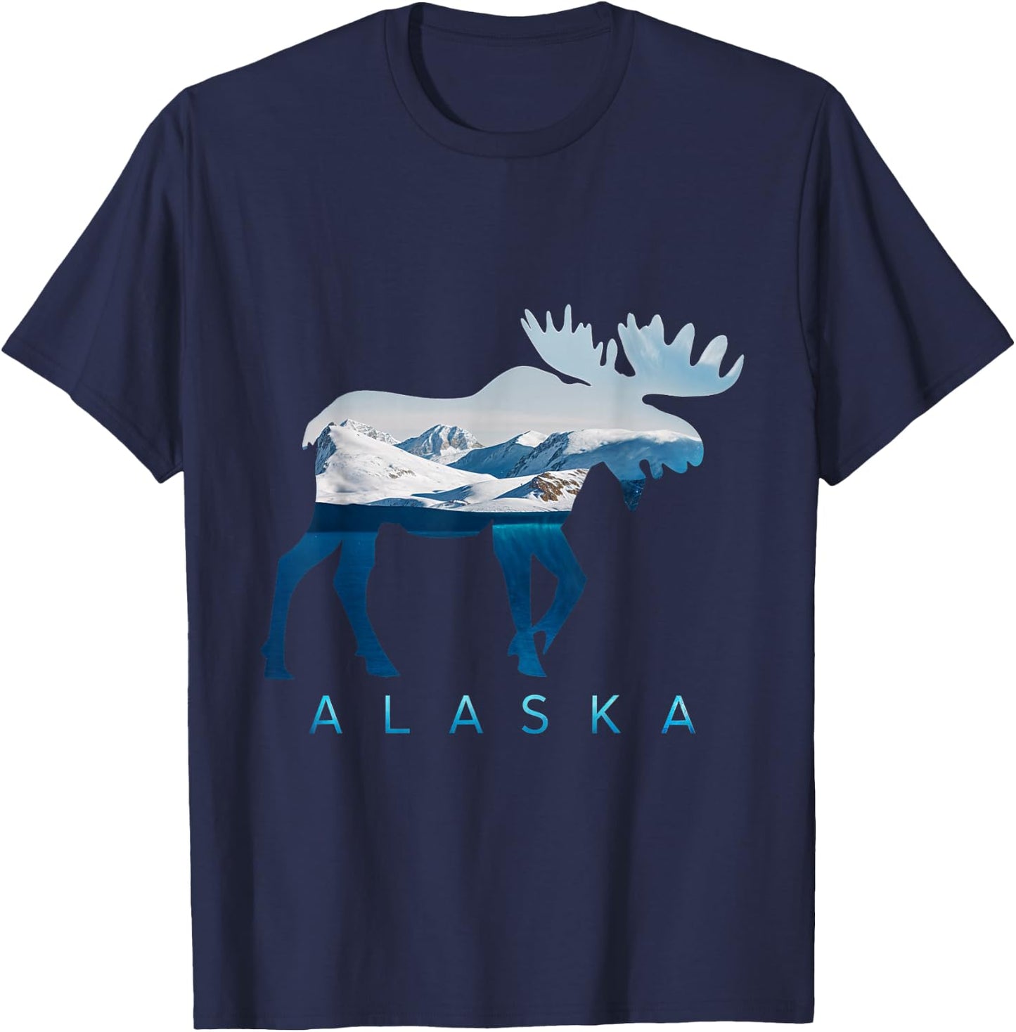 Alaska Moose Nature Scenic Mountains Wildlife Alaska T-Shirt - T-Shirt | Navy