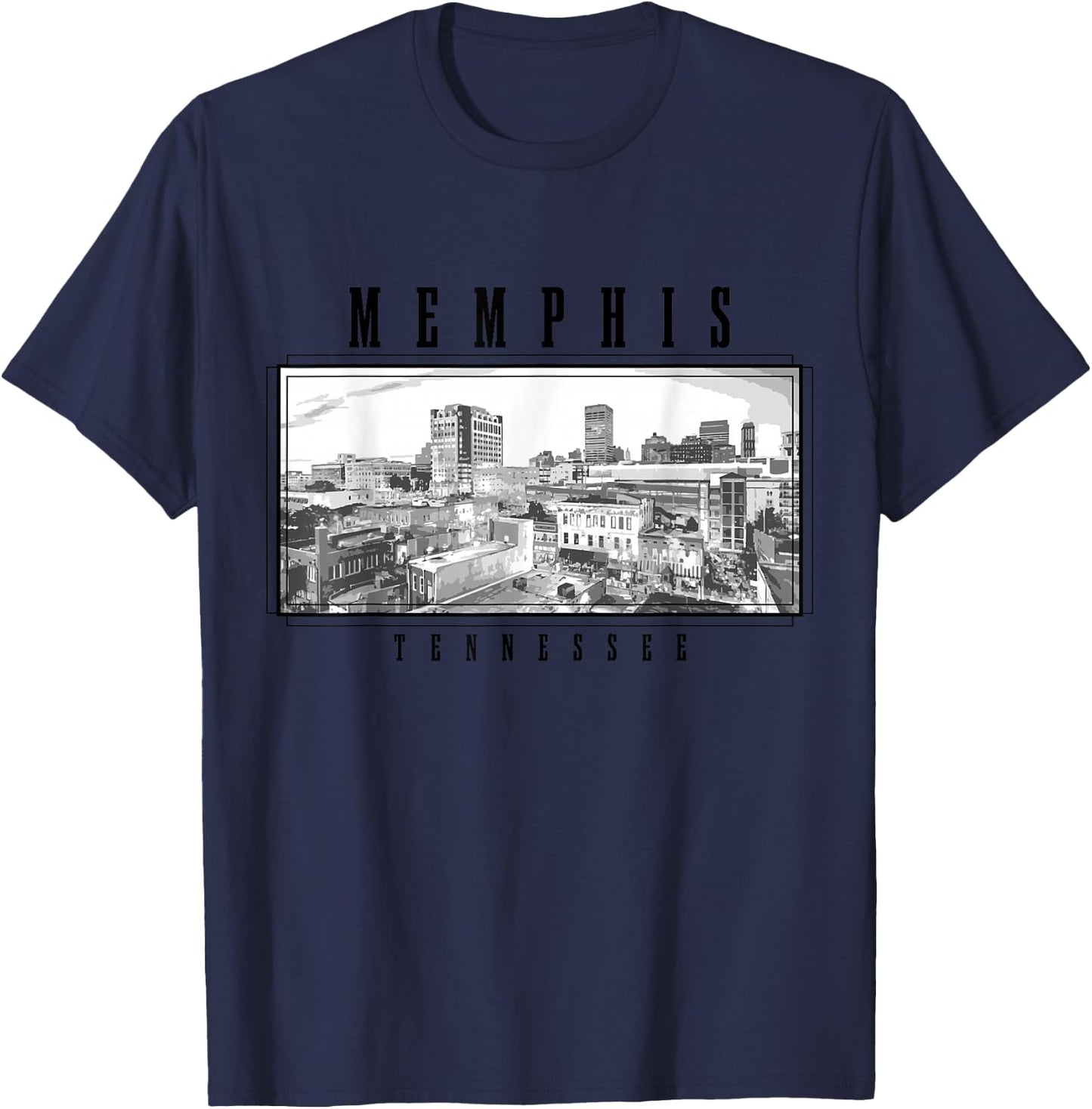 Memphis Tennessee Vintage Skyline T-Shirt - T-Shirt | Navy