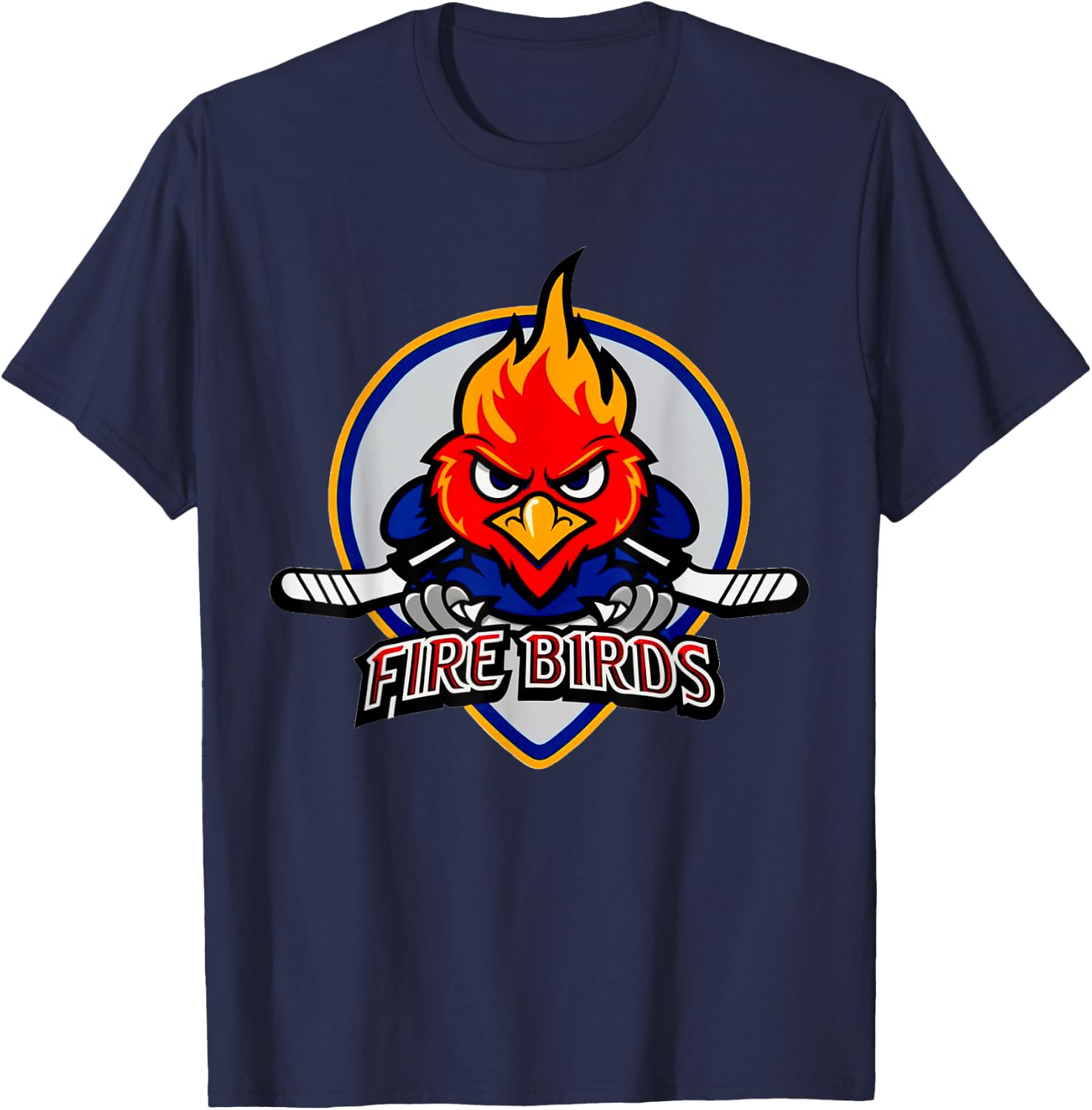 Conceptual Firebirds Ice Hockey Logo Motif American Sports T-Shirt - T-Shirt | Navy
