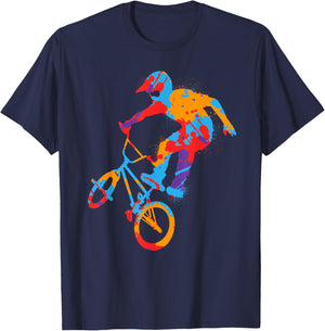 BMX Colourful Stunts Bike Tricks Boys Bicycle BMX Children's , black T-Shirt - T-Shirt | Navy