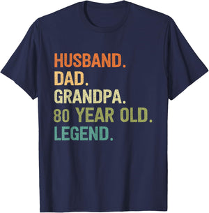 Husband dad grandpa 80 year old 80th birthday fathers day T-Shirt - T-Shirt | Navy
