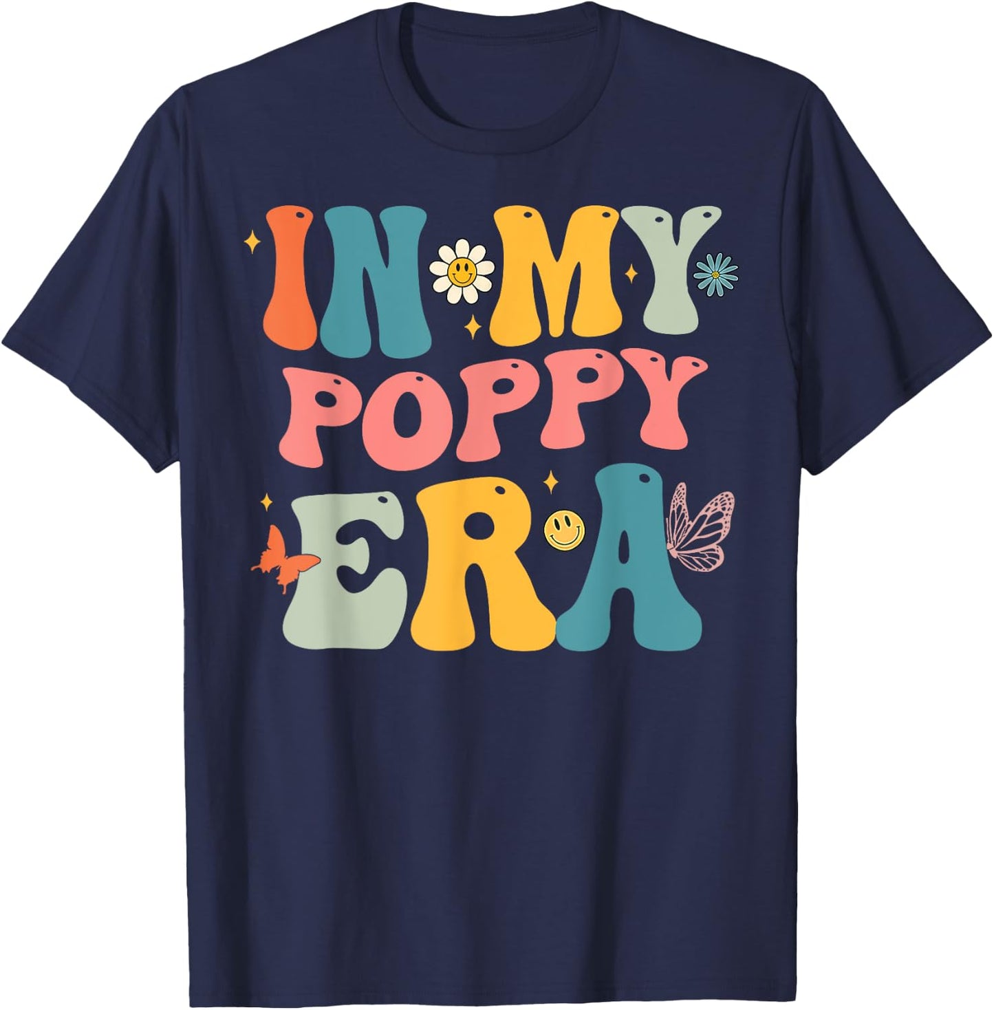 Retro Groovy In My Poppy Era Father's Day T-Shirt - T-Shirt | Navy