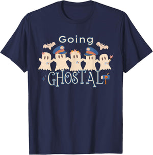 Going Ghostal Halloween Postal Service Ghost Mail Carrier T-Shirt - T-Shirt | Navy