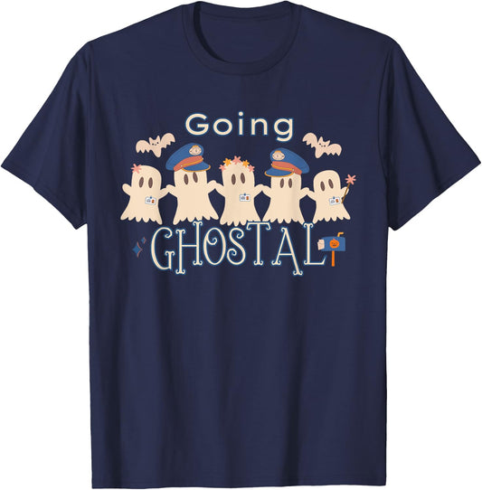 Going Ghostal Halloween Postal Service Ghost Mail Carrier T-Shirt - T-Shirt | Navy