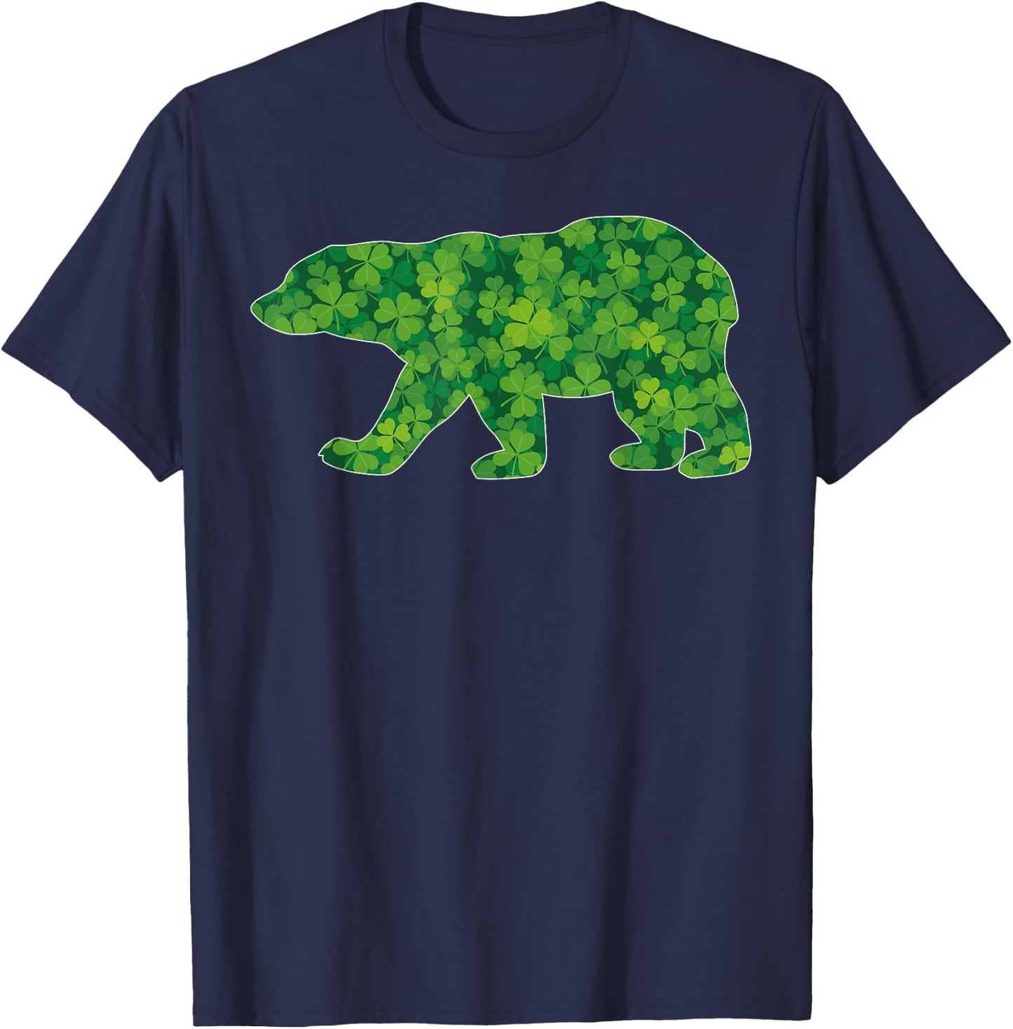 Irish Polar Bear St Patricks Day Shamrock Boys Women Kid Men T-Shirt - T-Shirt | Navy