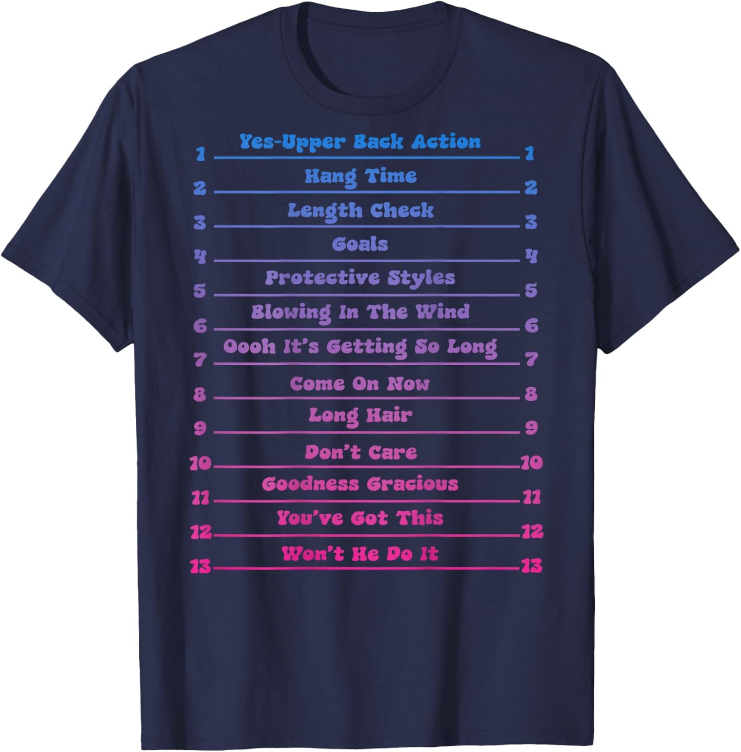 Long Natural Hair Tracking, Funny Length Check Hair T-Shirt - T-Shirt | Navy