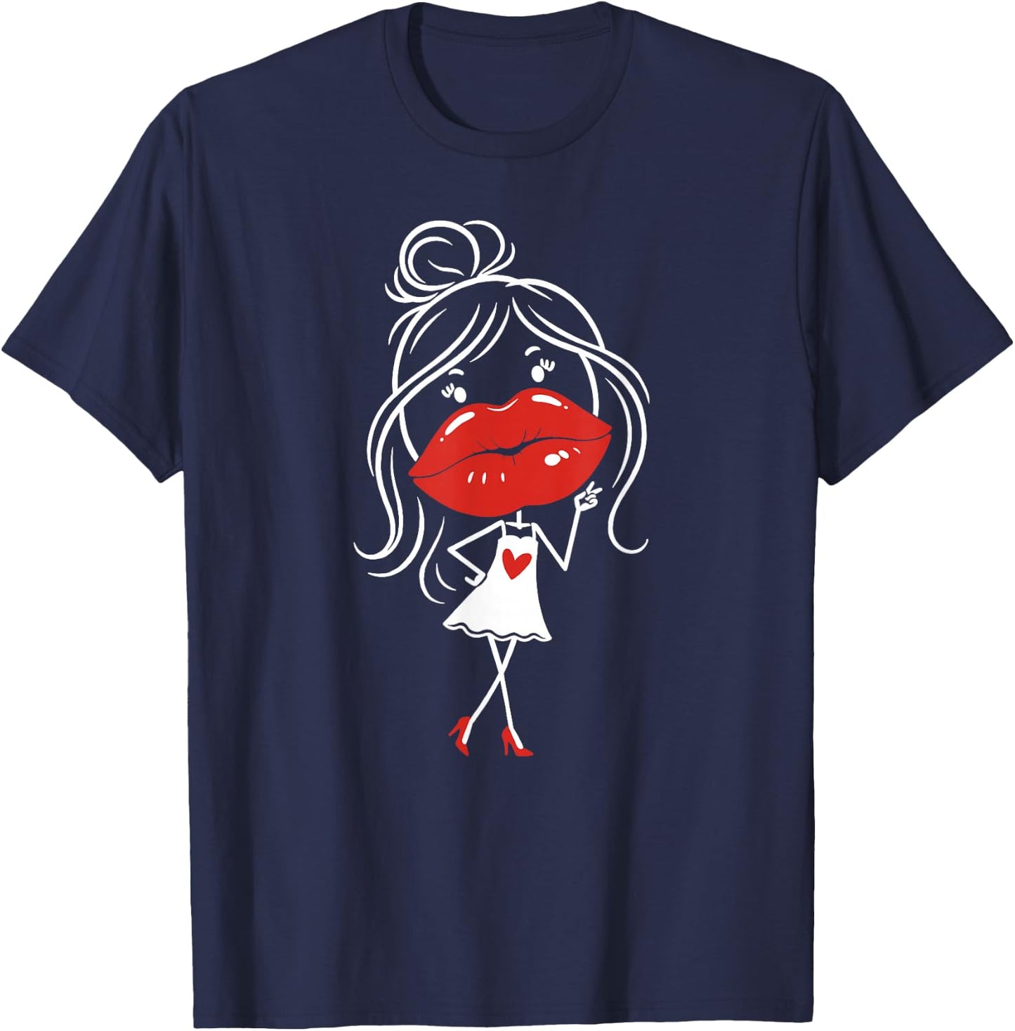 Lip Filler Injection Funny Sarcastic Beauty Glam Girl Red T-Shirt - T-Shirt | Navy