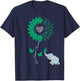 Liver Cancer Awareness Sunflower Elephant Butterfly Green T-Shirt - T-Shirt | Navy