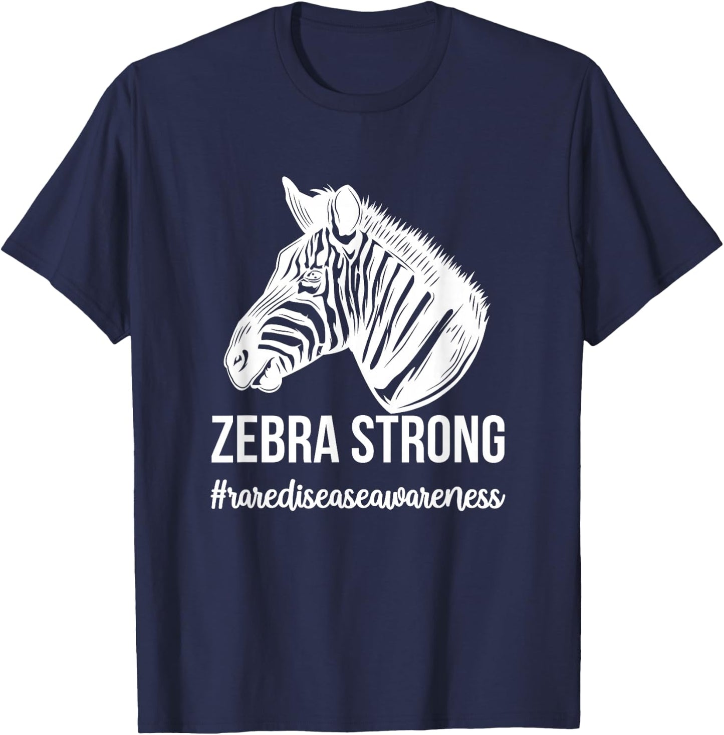 Zebra Strong Rare Disease Warrior Rare Disease Awareness T-Shirt - T-Shirt | Navy