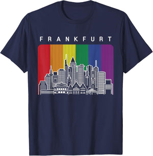 Frankfurt Deutschland Gay Pride Regenbogen Flagge T-Shirt - T-Shirt | Navy