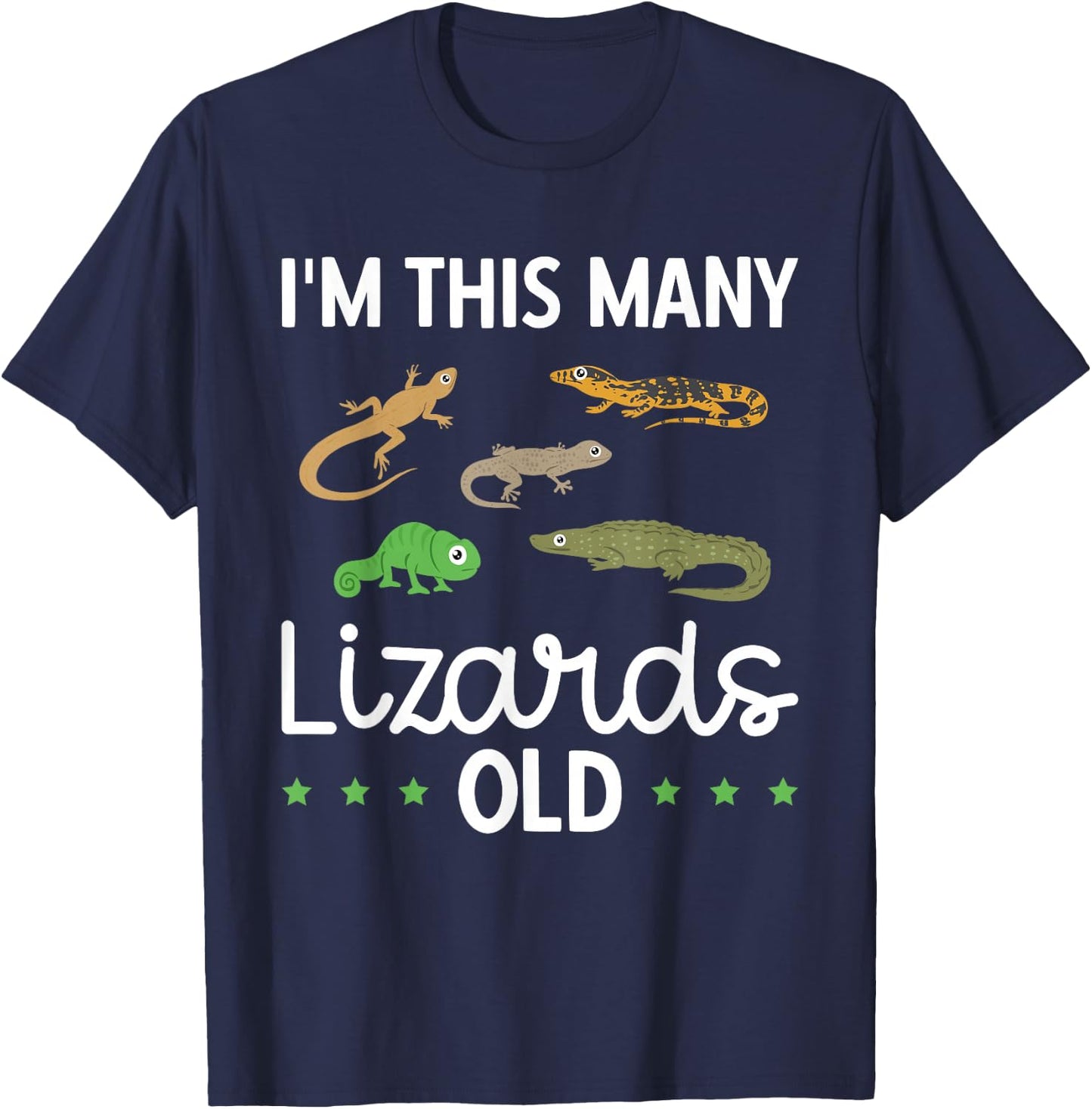 Kids This Many Lizards Old Reptile Themed 5th Birthday T-Shirt - T-Shirt | Navy