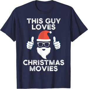 This Guy Loves Christmas Movies Watching Men Women T-Shirt - T-Shirt | Navy