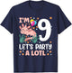 I'm 9 bday Axolotl party cute 9th Birthday Kids Axolotl T-Shirt - T-Shirt | Navy
