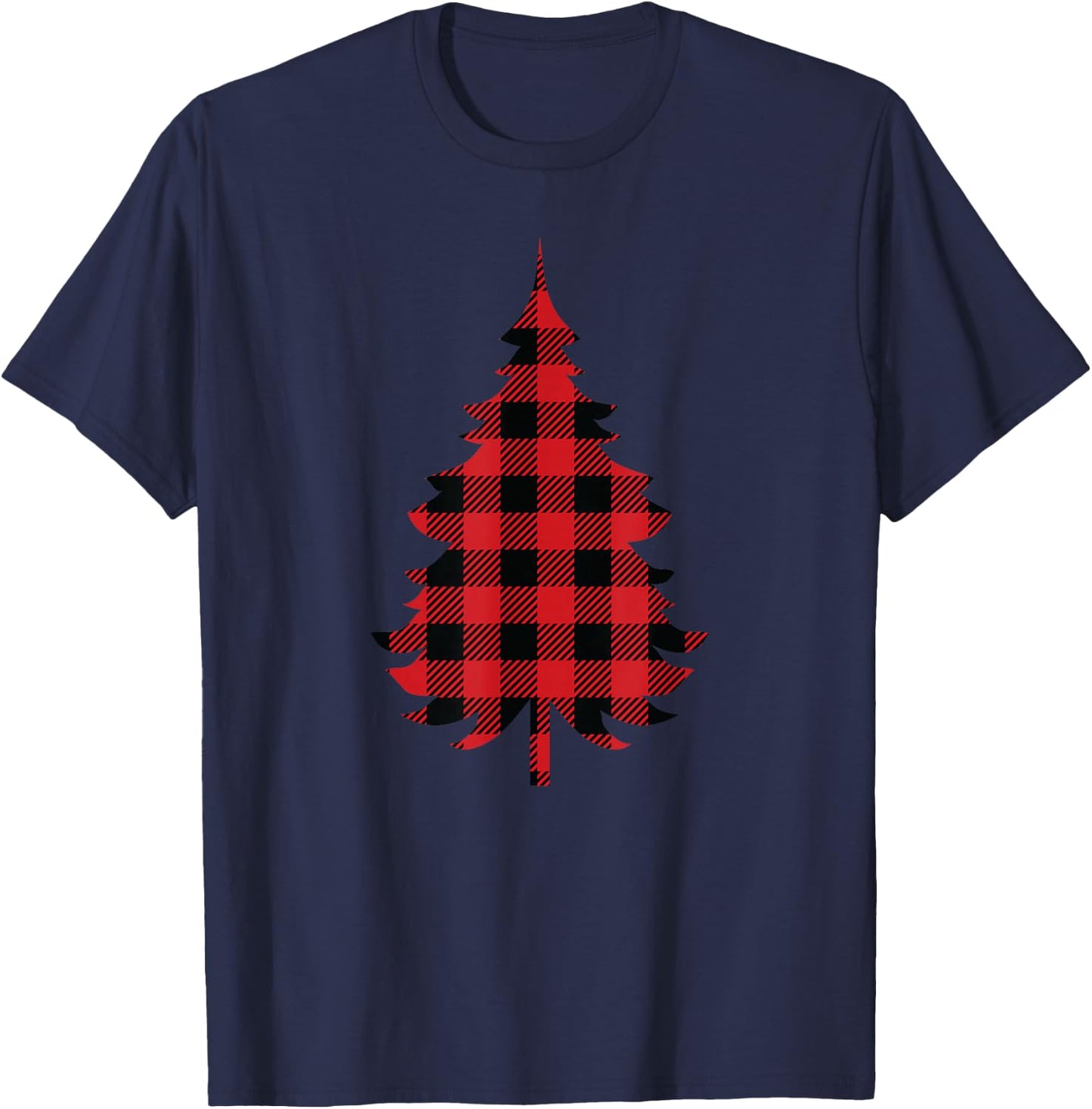 Red Buffalo Plaid Christmas Tree Matching Christmas T-Shirt - T-Shirt | Navy